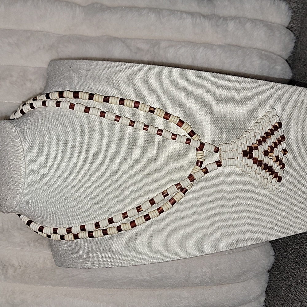 San Bushman Ostrich Shell Brown & Nut Necklace Namibia 18 Inch - Picture 5 of 5